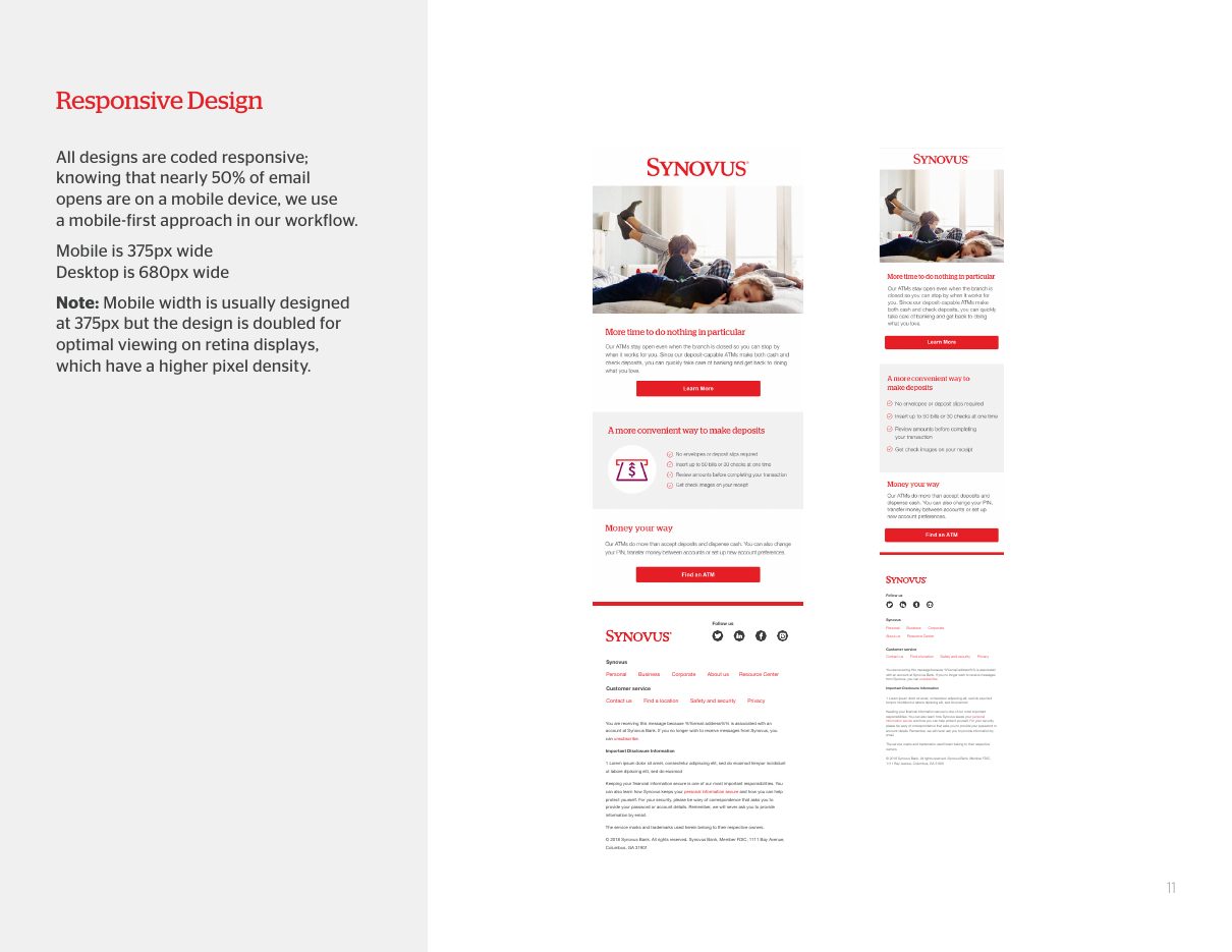 Playbook page showing one email at desktop and phone width